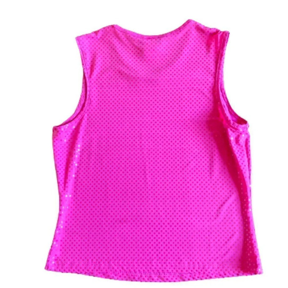Vintage Self Esteem Sleeveless Tank,Pink w Red Vinyl Dots,Large (measures small) - Picture 7 of 7